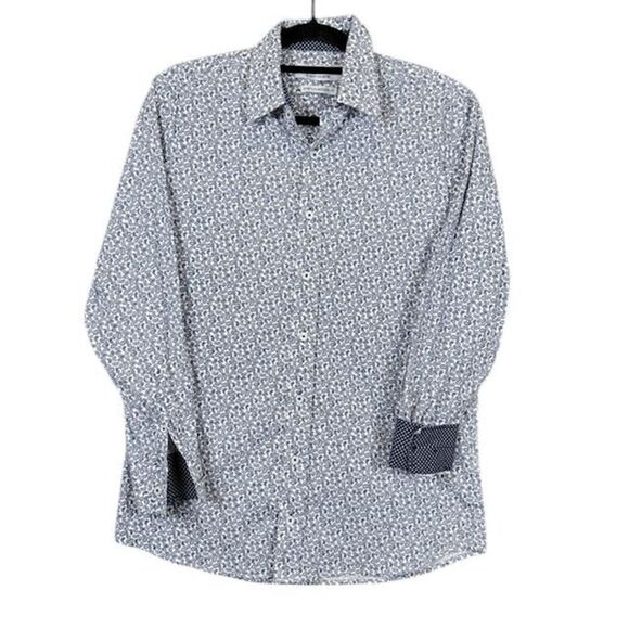 Nick Graham Everywhere Men's Button Shirt Contrast Navy Flip Cuff Stretch Medium - Picture 1 of 11